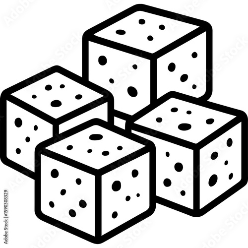 Paneer cubes outline icon vector