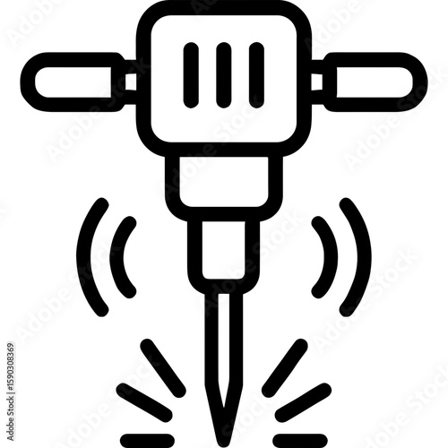 Jackhammer outline icon vector
