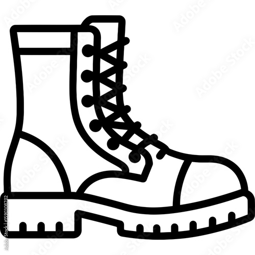Combat boots outline icon vector