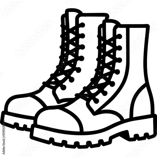 Combat boots outline icon vector
