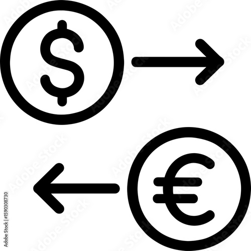 Money transfer arrows outline icon vector