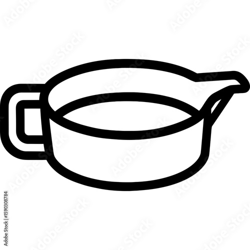 Oil drain pan with spout outline icon vector