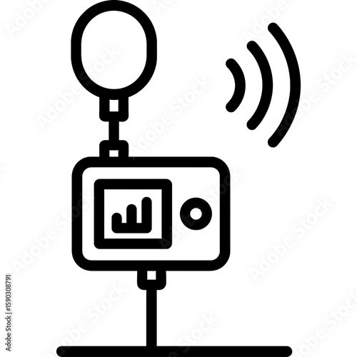 Noise monitoring station outline icon vector