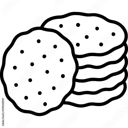 Papadum crackers outline icon vector