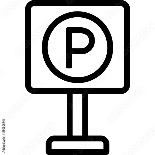 Parking sign outline icon vector