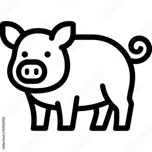 Pig outline icon vector