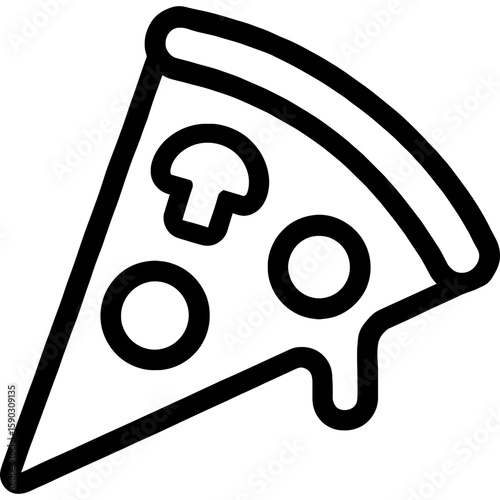 Pizza slice outline icon vector