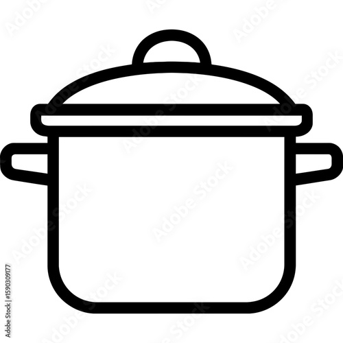 Cooking pot with lid outline icon vector