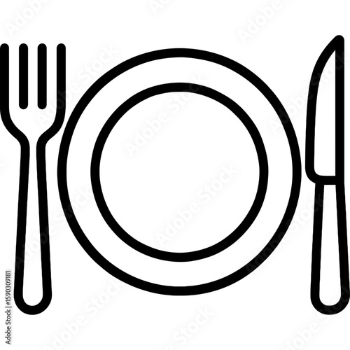Plate dish outline icon vector