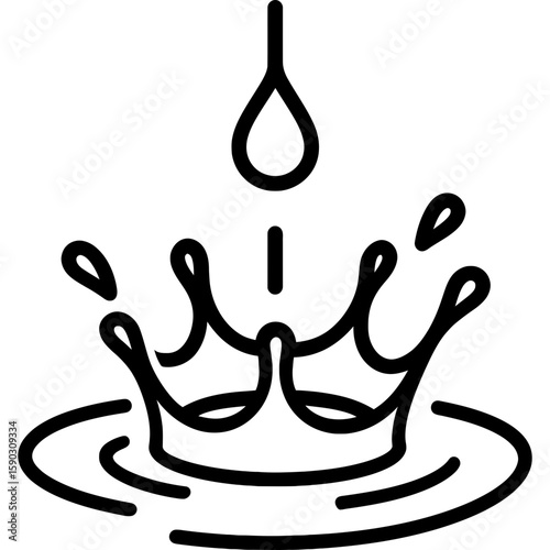 Raindrop impact splash crown outline icon vector