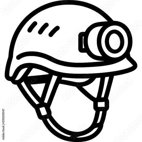 Rescue helmet with light outline icon vector