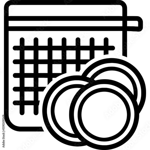 Reusable cotton rounds with wash bag outline icon vector