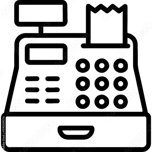 Cash register outline icon vector