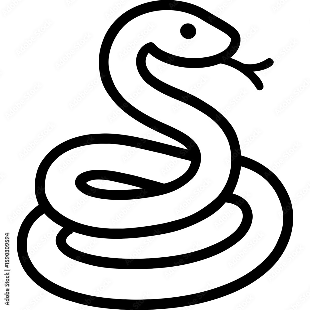 Obraz premium Coiled snake outline icon vector