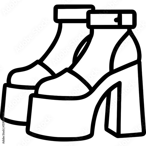 Platform shoes outline icon vector