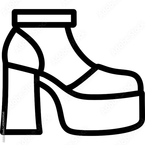 Platform shoes outline icon vector