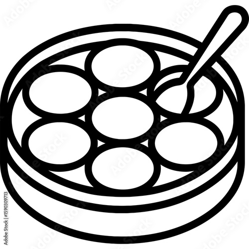 Masala dabba spice box outline icon vector