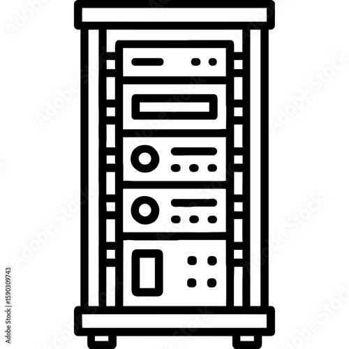 Studio rack cabinet outline icon vector