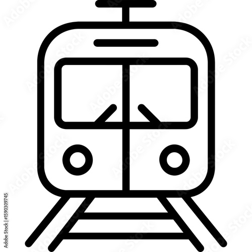 Subway train front view outline icon vector