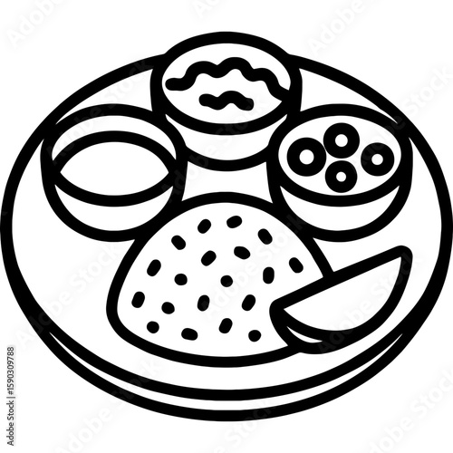 Thali plate outline icon vector