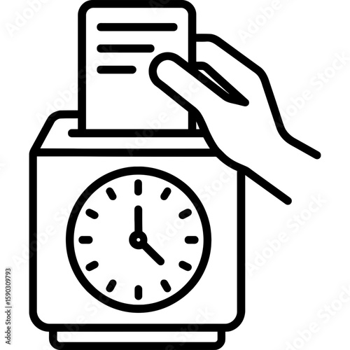 Time clock punching outline icon vector