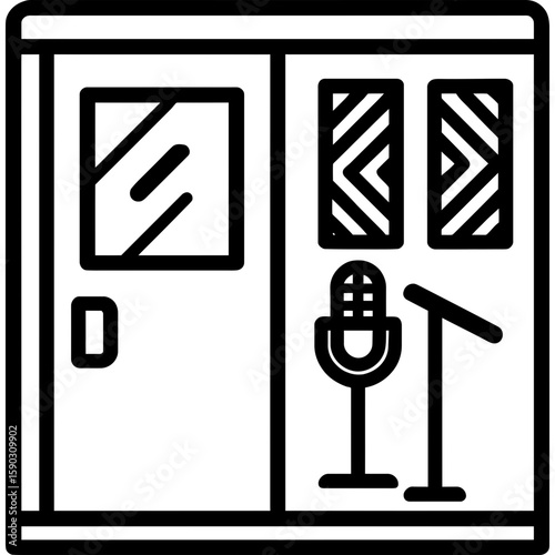 Vocal booth outline icon vector