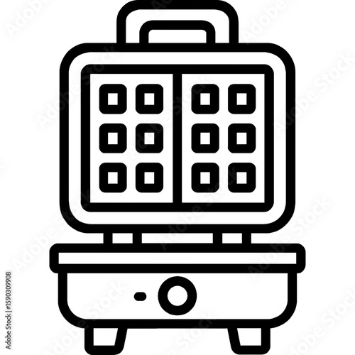 Waffle maker outline icon vector