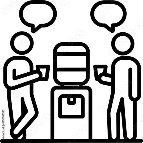 Water cooler conversation outline icon vector