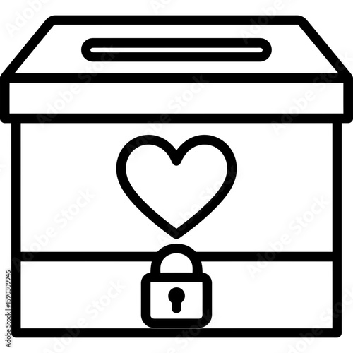 Wedding card box outline icon vector