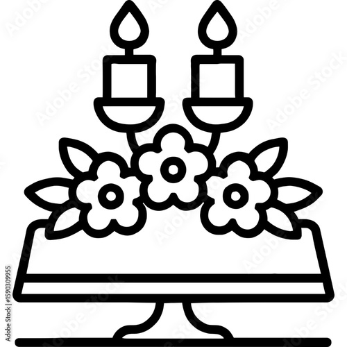 Wedding table centerpiece outline icon vector
