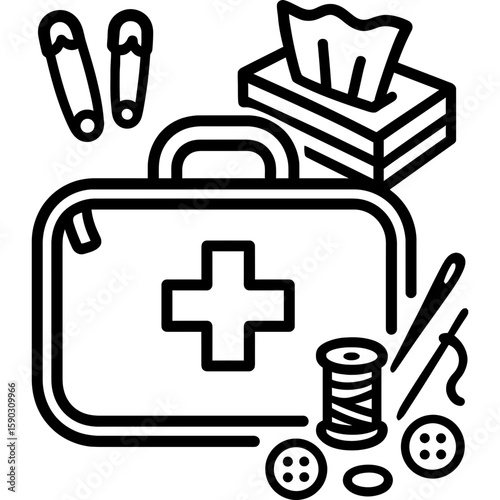 Wedding emergency kit outline icon vector
