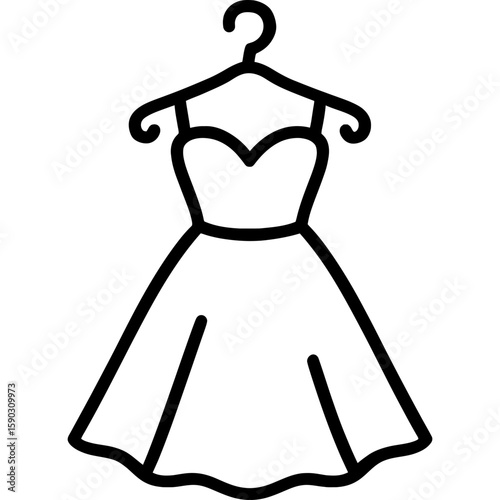 Wedding dress on hanger outline icon vector