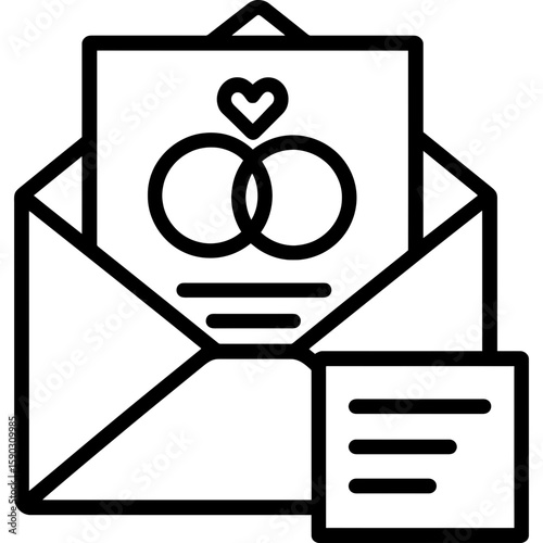 Wedding invitation suite outline icon vector