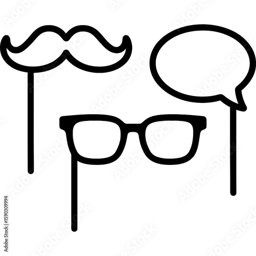 Wedding photo booth props outline icon vector