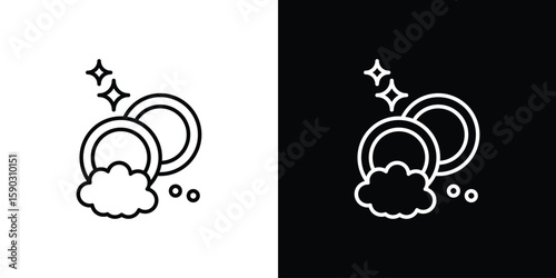 Washing dishes icon. Stroke pictogram. Vector illustration. Vector sign for mobile app and websites.