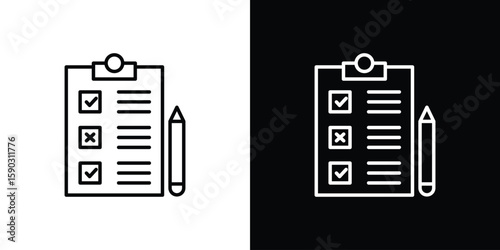 Survey icon. Stroke pictogram. Vector illustration. Vector sign for mobile app and websites.