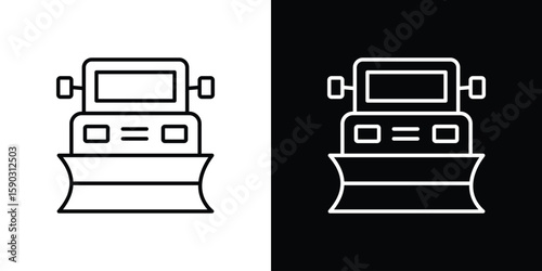Snowplow icon. Stroke pictogram. Vector illustration. Vector sign for mobile app and websites.