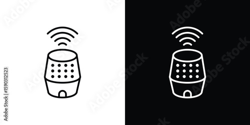 Smart speaker icon. Stroke pictogram. Vector illustration. Vector sign for mobile app and websites.