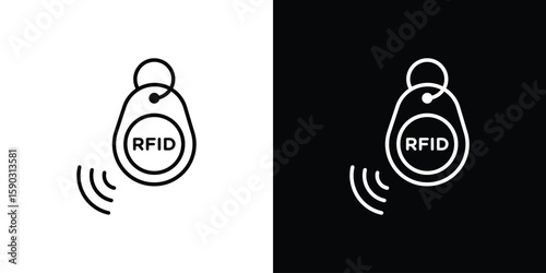 RFID key tag icon. Stroke pictogram. Vector illustration. Vector sign for mobile app and websites.