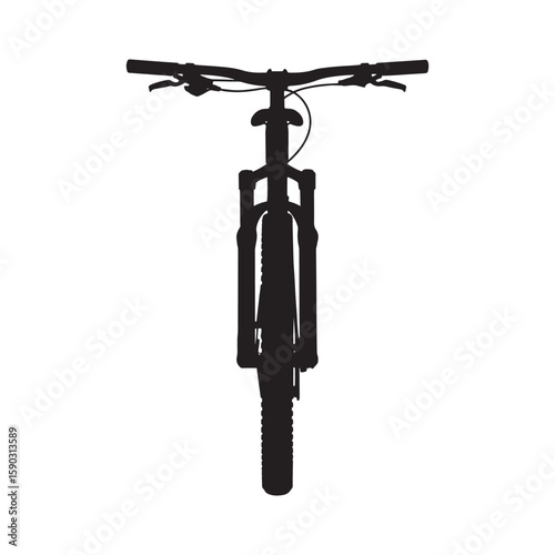 Black bicycle handlebars and front wheel silhouette bike tire