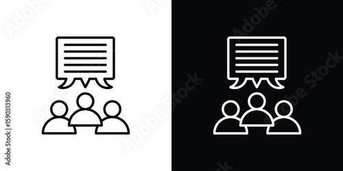 Public opinion icon. Stroke pictogram. Vector illustration. Vector sign for mobile app and websites.