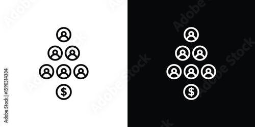 Ponzi scheme icon. Stroke pictogram. Vector illustration. Vector sign for mobile app and websites.