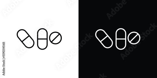 Pills icon. Stroke pictogram. Vector illustration. Vector sign for mobile app and websites.