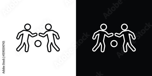 People playing Ball icon. Stroke pictogram. Vector illustration. Vector sign for mobile app and websites.