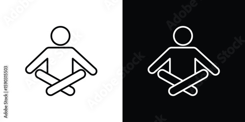 Meditating icon. Stroke pictogram. Vector illustration. Vector sign for mobile app and websites.