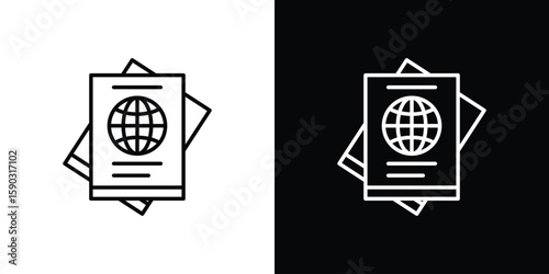 Immigration icon. Stroke pictogram. Vector illustration. Vector sign for mobile app and websites.