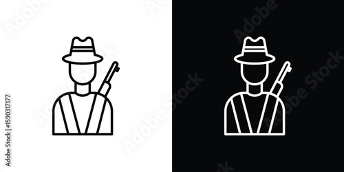 Hunter icon. Stroke pictogram. Vector illustration. Vector sign for mobile app and websites.