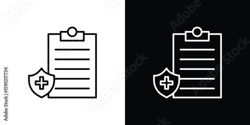 Health insurance icon. Stroke pictogram. Vector illustration. Vector sign for mobile app and websites.
