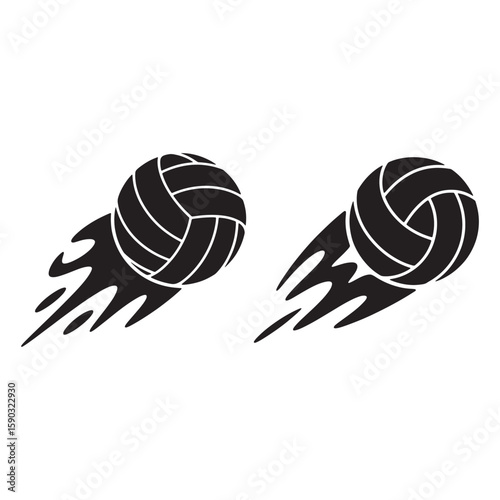 Black volleyballs with motion trails sport game