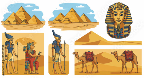 Egyptian Pyramid Explorer – Travel and Adventure in Egypt Vector Scene